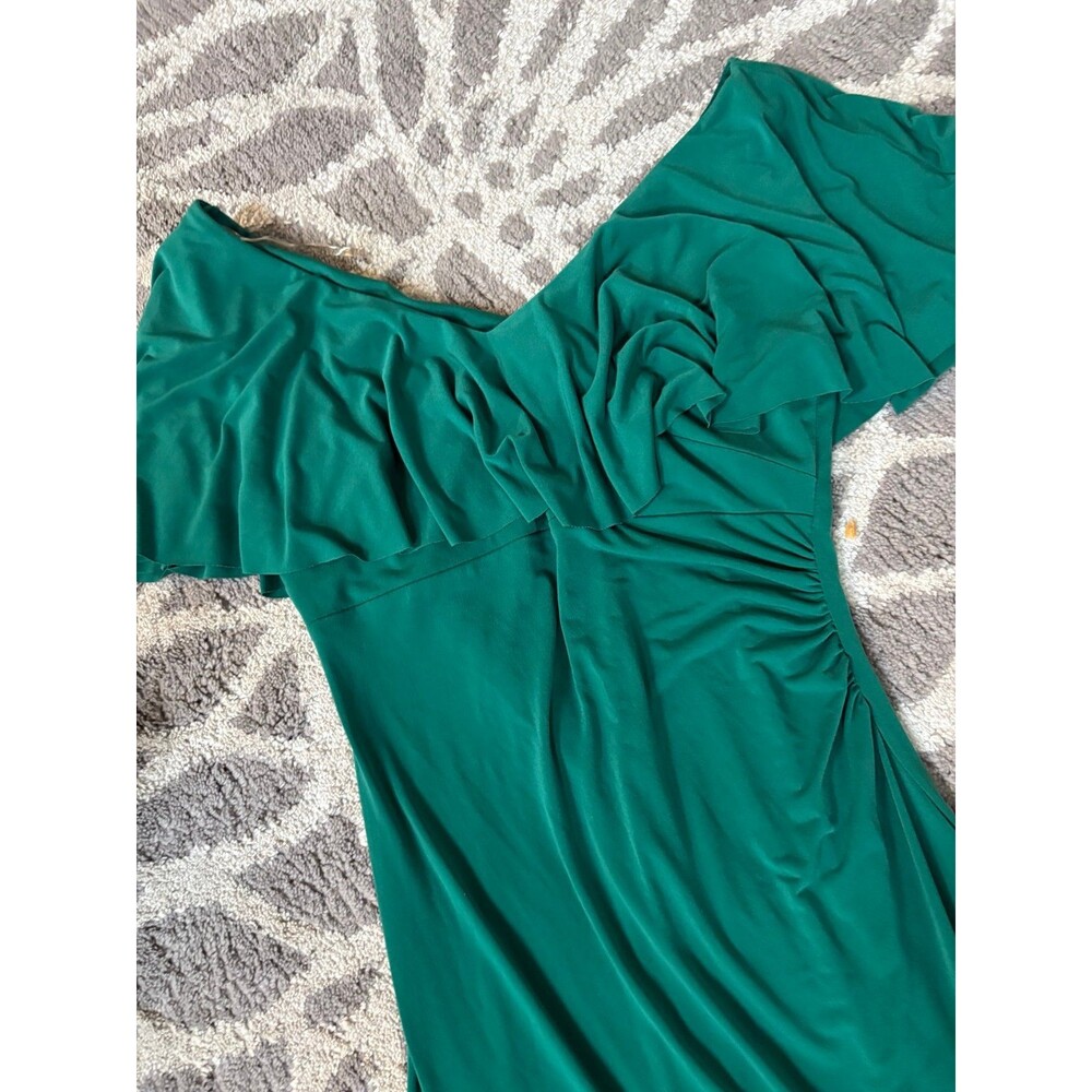 Connected Apparel Green Ruffle Top Midi Dress